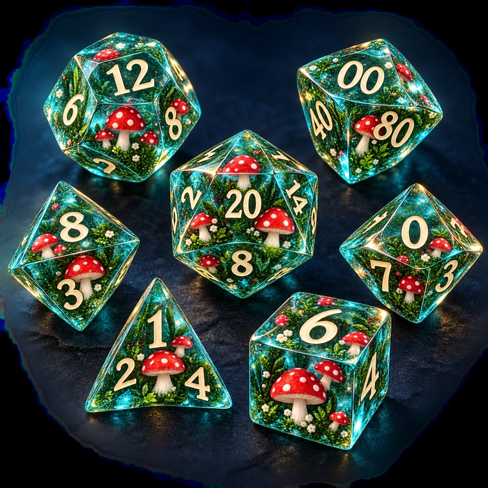 Mushroom Grove Dice Set concept