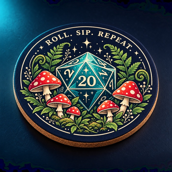 Roll. Sip. Repeat. Coaster concept